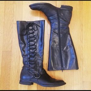 Born "Estelle" Side Lace Leather Boots